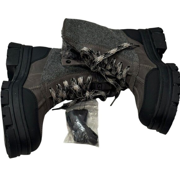 UGG 7.5 ASHTON ADDIE TIPPED SNOW BOOT GREY WATERPROOF FULL-GRAIN LEATHER WOMENS - Picture 11 of 13